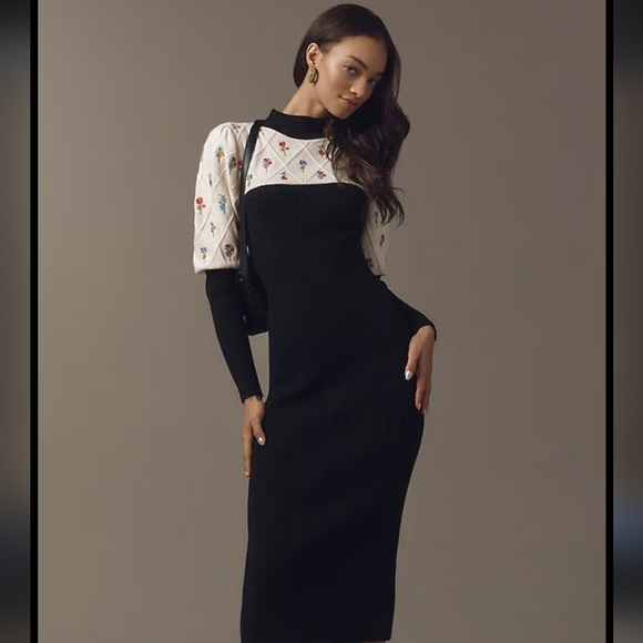 Maeve Dresses & Skirts - Maeve Embroidered Sweater Dress